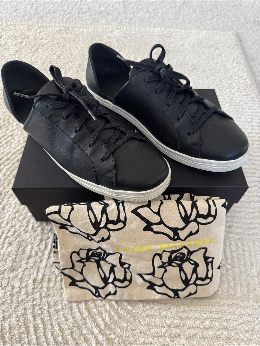 Freda Salvador Black Leather d’Orsay Sneakers